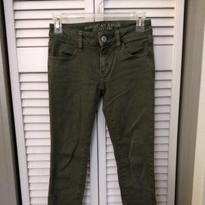 American Eagle Olive Green Jeggings Size 0 short